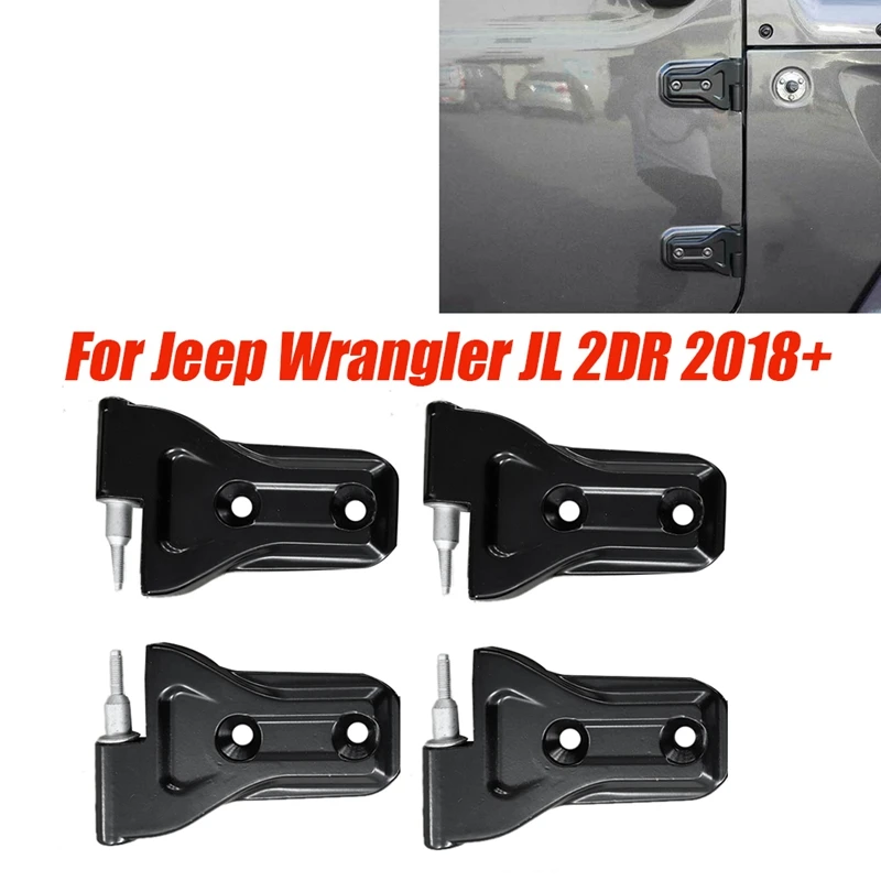 1Set/4Pcs Car Body Door Hinge Kit For Jeep Wrangler JL 2DR 2018+ Side Door Hinges Cover Trim Long Top And Short Bottom