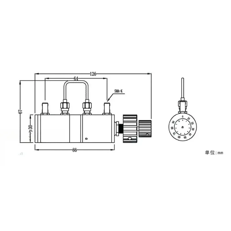 KK Connector Adjustable Rotary Attenuator 0-90dB 1dB Step 6GHz RF Signal Rotary Button Step Attenuator With KK Interface