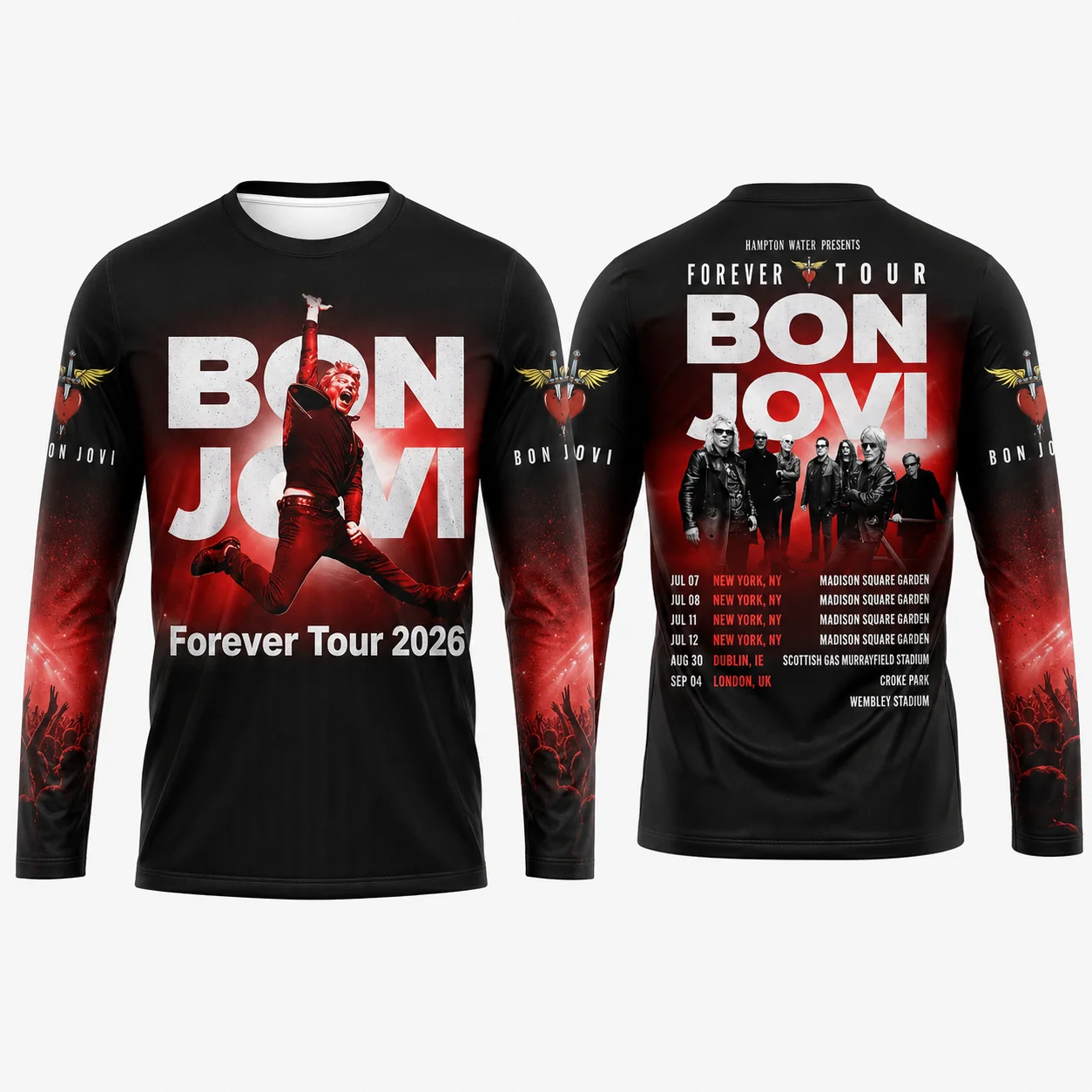 Bon Jovi 2026 Forever Tour Long-sleeved T-shirt Men's Sport Shirt 3D Printed Casual Street Wear Oversized T Shirt Women's Tee
