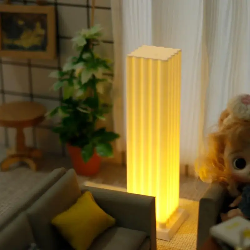 1/12 Dollhouse Simulation LED Floor Lamp Model Dollhouse Living Room Bedroom Decoration Dolls House Micro Scene Ornament