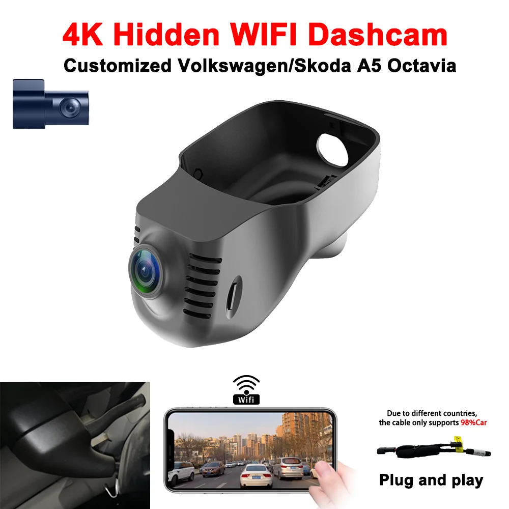 

Customized 4K HD Dash Cam For VW Volkswagen POLO Touran GOLF Passat Skoda Kodiaq Octavia A5 A7 Fabia Karoq WIFI Car Dvr Dashcam