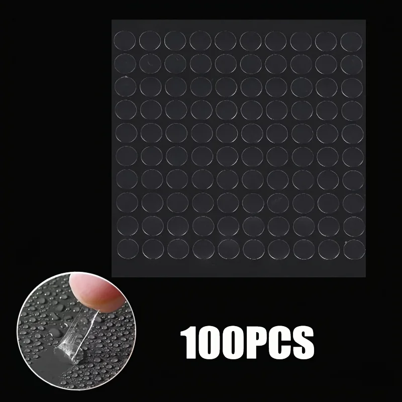 Round Fully Transparent Double-Sided Adhesive Dots: Waterproof Adhesive Dot Stickers That Can Be Removed Without Residue,