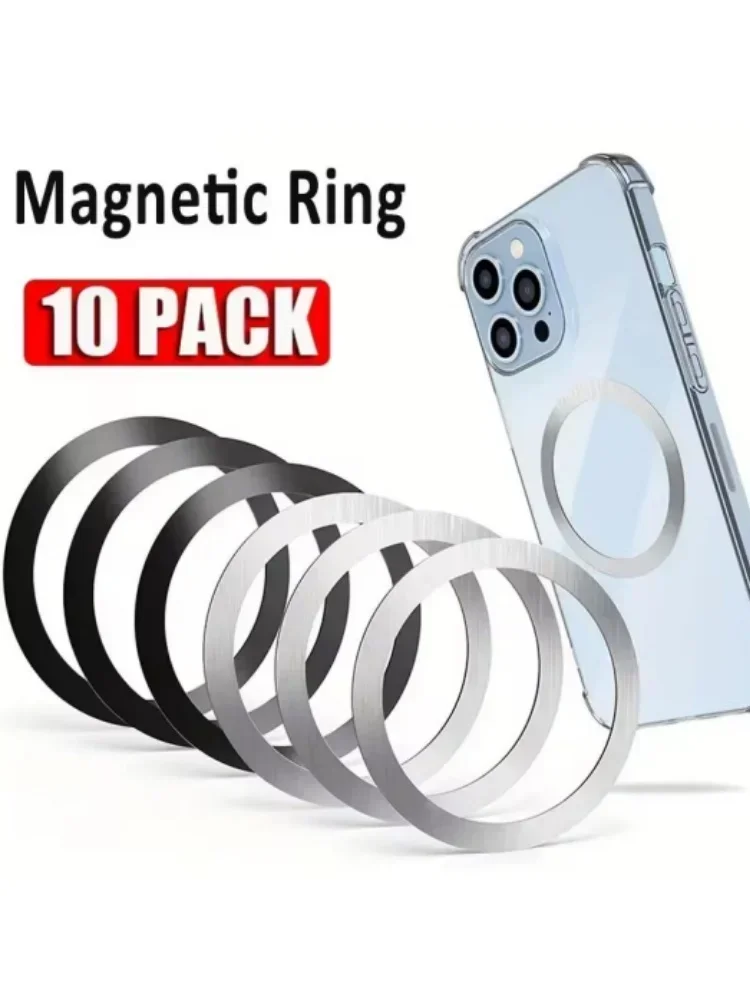 10-1 Stück Metallring-Aufkleber Magnetische Kabellose Ladehalterung für das Auto für Magsafe-Hüllen-Konverter-Adapterring für iPhone Samsung – Detail 1