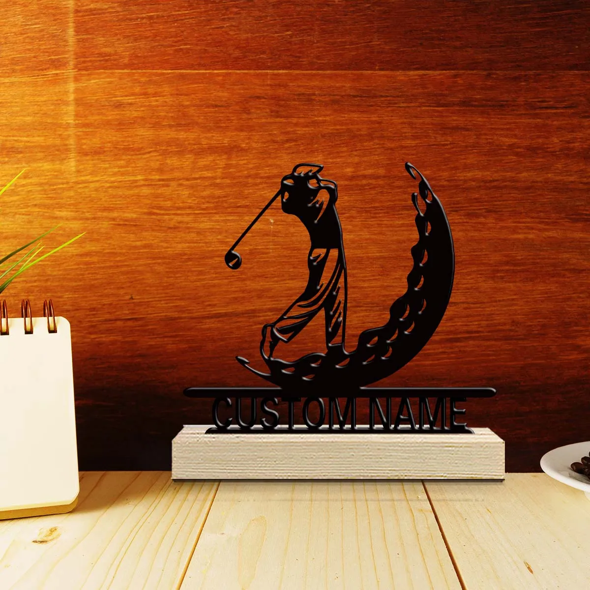 1pc Personalized Metal Artwork Customizable Content With Wooden Base Unique Desktop Decoration Custom Gifts