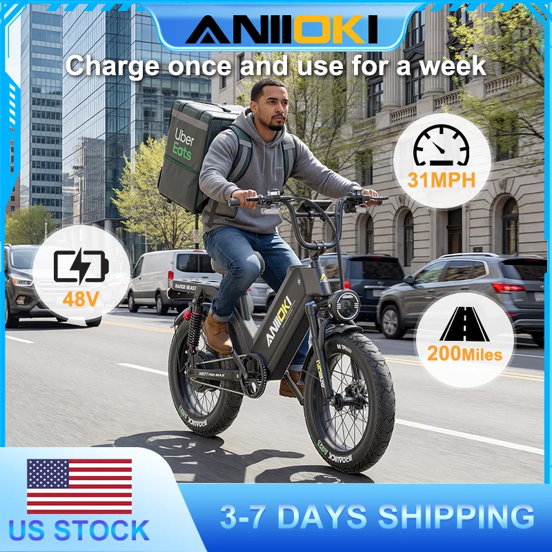 

2026 ANIIOKI Electric bike AQ177 48V 60Ah Battery 1500W Peak Motor 31mph Long Battery Life Multi Purpose E Bike Fat Tires 20"*4"
