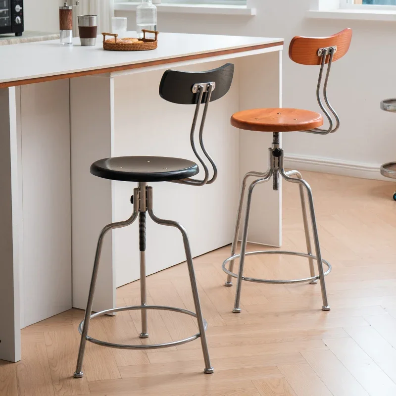 Taburetes de Bar redondos nórdicos Para dormitorio, respaldo alto, taburetes de Bar de Bistro negros, mostrador de lujo, Sillas Para Barra de diseño, muebles de Bar