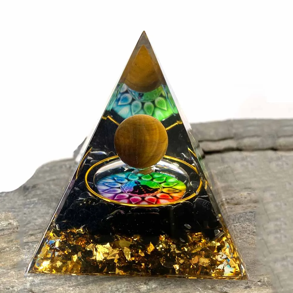 Meditation Crystal Stone Orgone Pyramid Energy Generator Room Decor Ornament Natural Amethyst Reiki Chakra Gifts