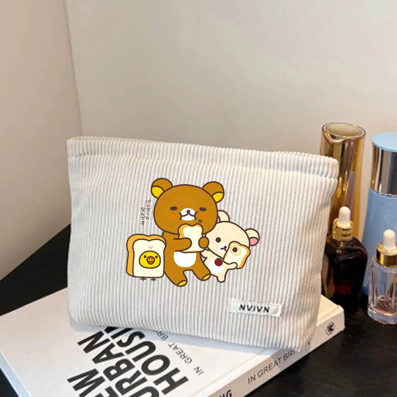 

Cute Bear Women's Cosmetic Bag Corduroy Makeup Bag Female Travel Toiletries Organizer Wash Beauty Storage Cases Cosmetic Pouch