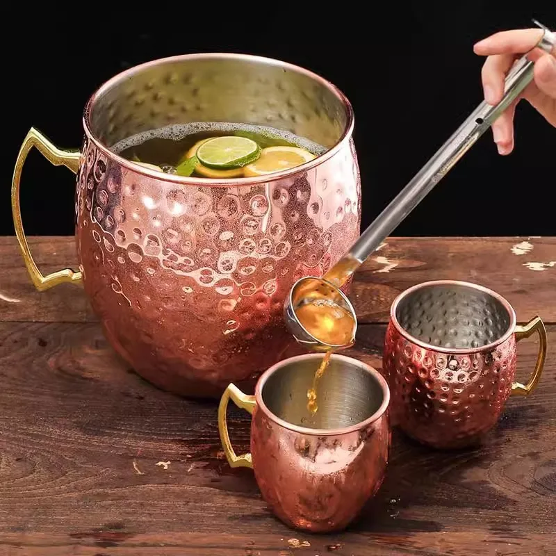 モスクワミュールカップ-5l-大容量-ハンマーポイント銅製カップ-ステンレス製カクテルカップ-クリエイティブメタルワイングラス-アイスバケット