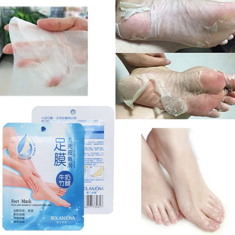 1 par de máscaras esfoliantes para os pés, máscara peeling para remover os pés, calos de pele morta, cuidados com os pés