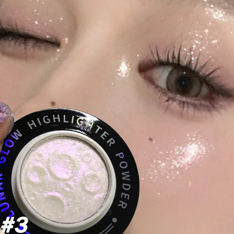 Shiny Planet Highlighter Powder Monochrome Glitter Lasting Polarized Shimmer Cosmetics Face Brighten Illuminator Makeup