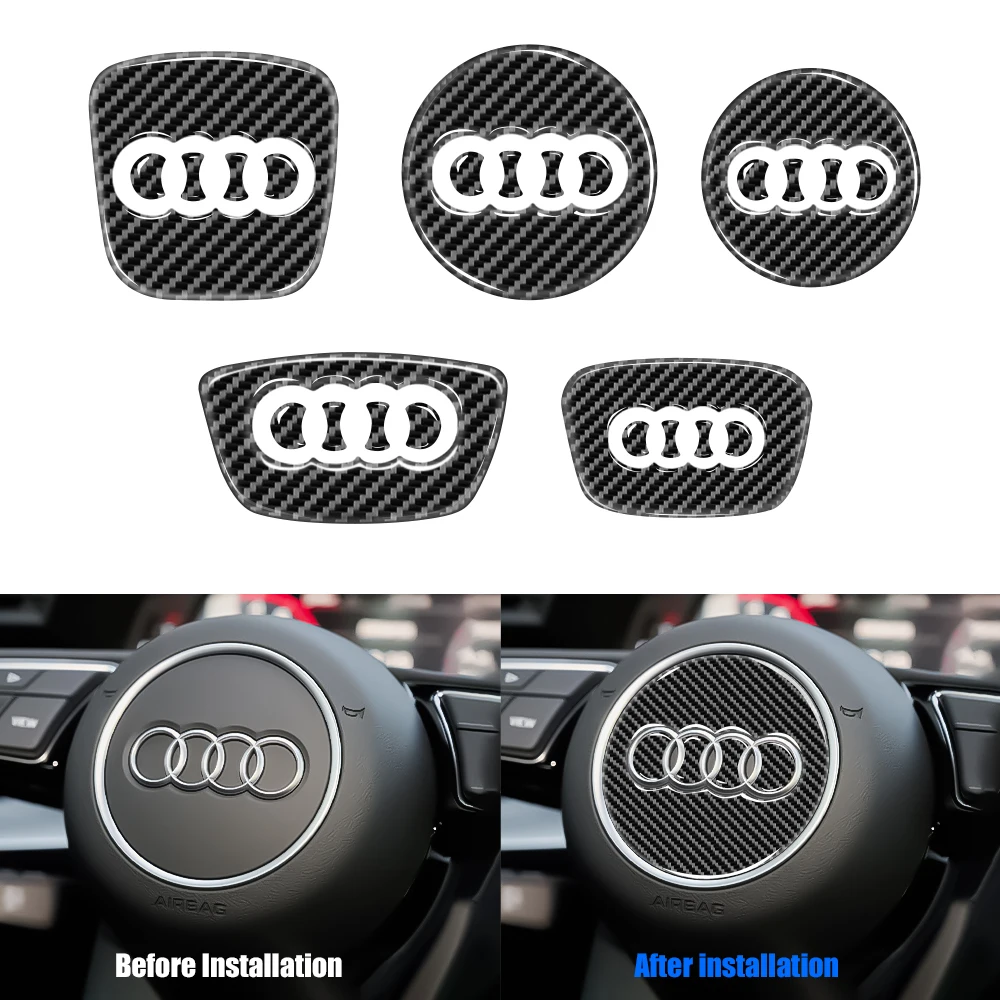 Car Steering Wheel Ring Trim Carbon Fiber Sticker Cover Decoration Auto Accessories For Audi A4 B8 A3 8P A6 C7 8V B9 B7 B6 C6 A5
