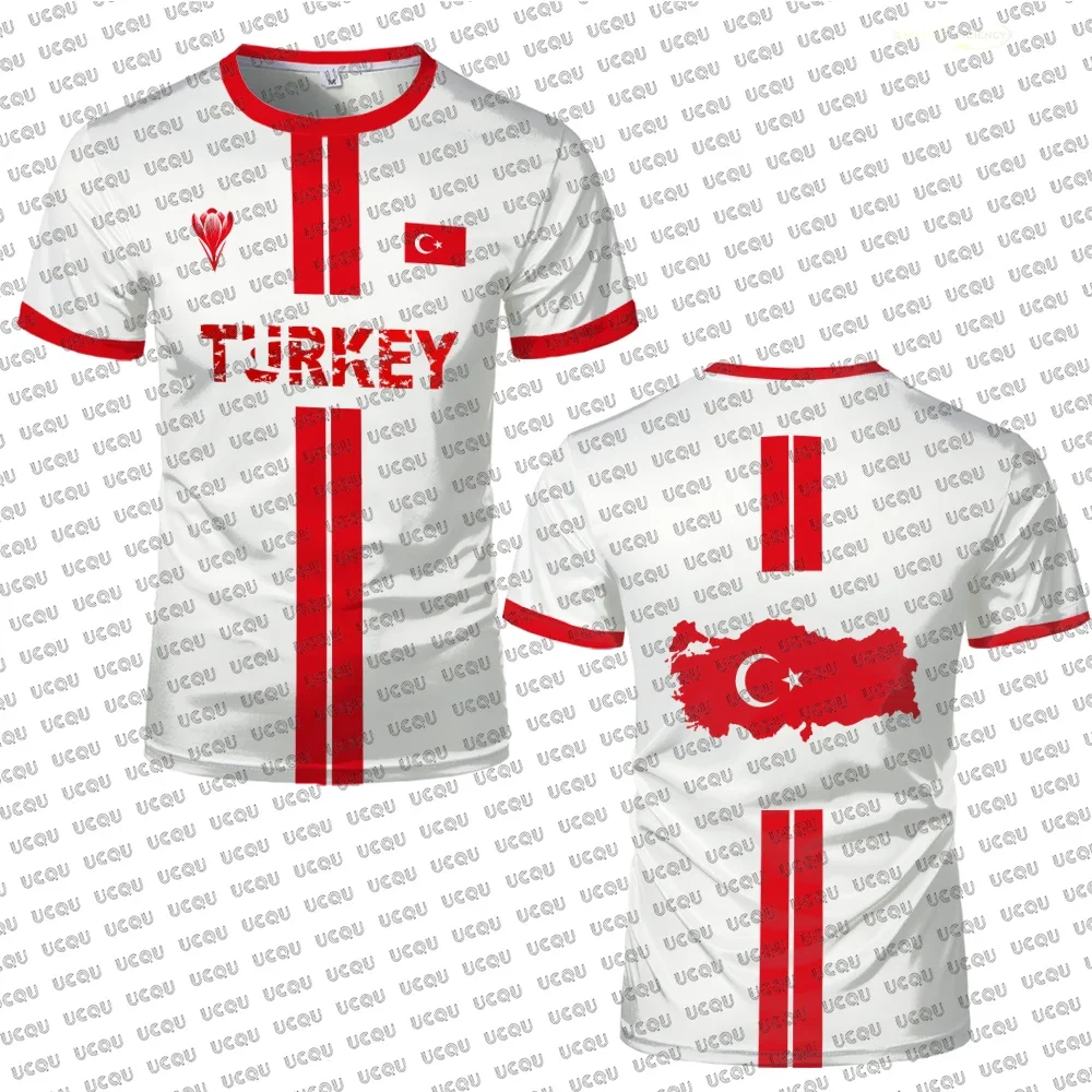 Turkey Football Jersey Breathable Quick-drying Sports Short-sleeved T-shirt Turkish Flag Map 3D Printed Fashion Gift For Men