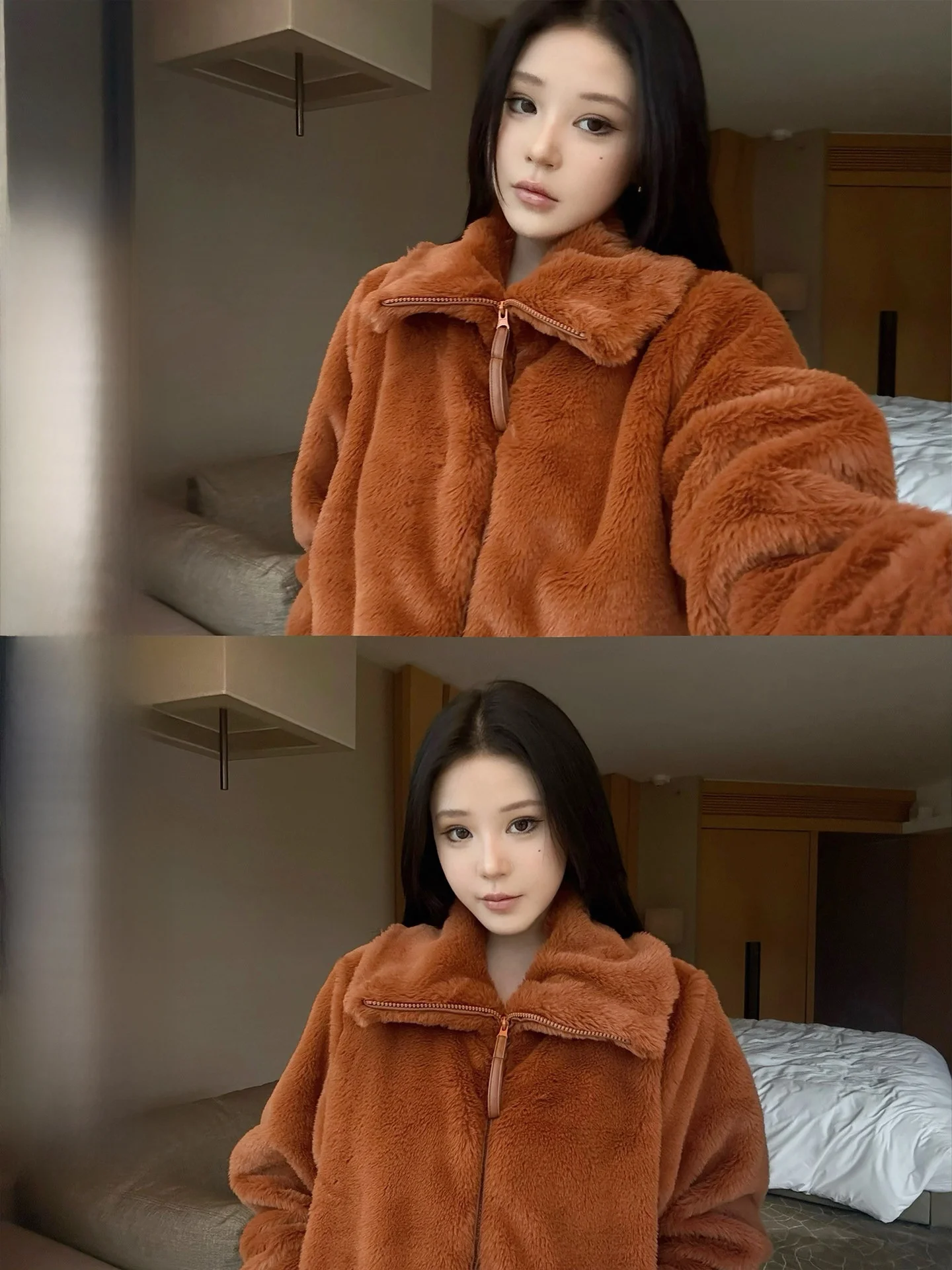 

Женская зимняя теплая пушистая куртка Buleng с воротником-стойкой на молнии, повседневное свободное пальто с длинными рукавами для женщин