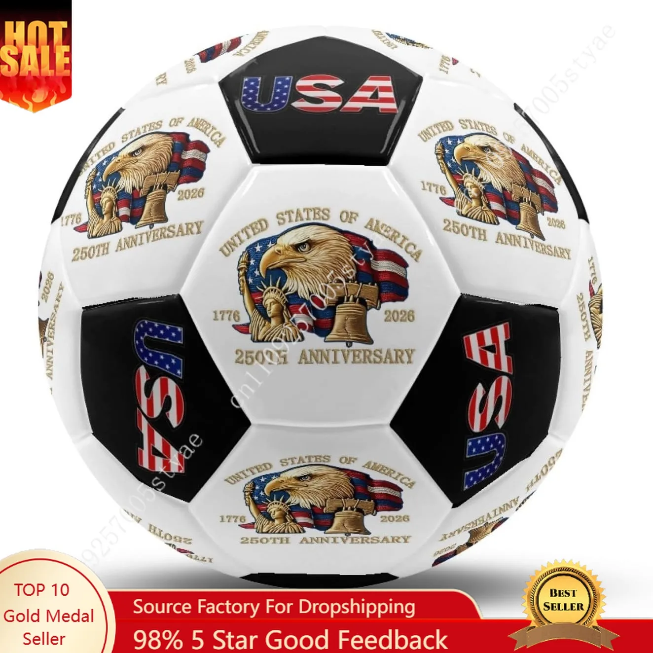 

Liberty United States 250 Anniversary Soccer Ball 250th Years Celebration Football Elastic Sport Equipment Leather Soccer Balls