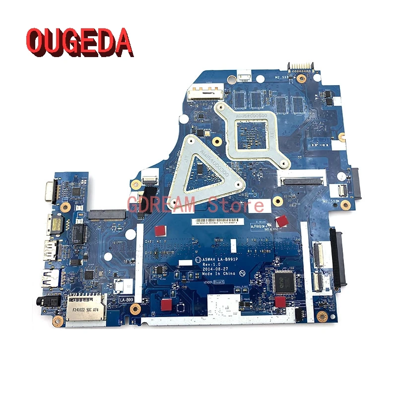 OUGEDA NBMLC11007 A5WAH LA-B991P Laptop Motherboard for Acer aspire E5-571 E5-571G Mainboard I5-5200U 820M/840M GPU Full test