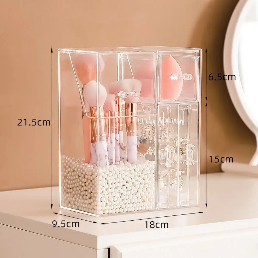 Acrylic Makeup Brush Holder Transparent Clear Makeup Brush Storage Bucket Multi-Functional Makeup Brush Organizer Vanity Table