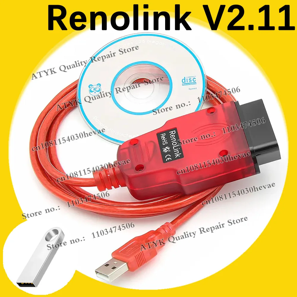 Renolink V2.11 + Software OBD OBD2 Diagnostic Interface ECU Programmer Car Code Reader Diagnostics tools Auto Repair Scanning