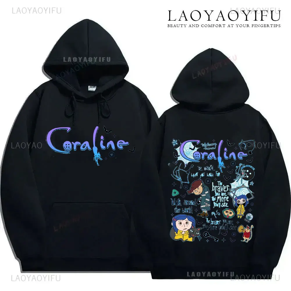 Be Wise Be Brave Be Tricky Halloween Hoodie Spooky Movie Halloween Coralin Tops Coralin Doll Sweater Coraline Movie Y2k Clothes