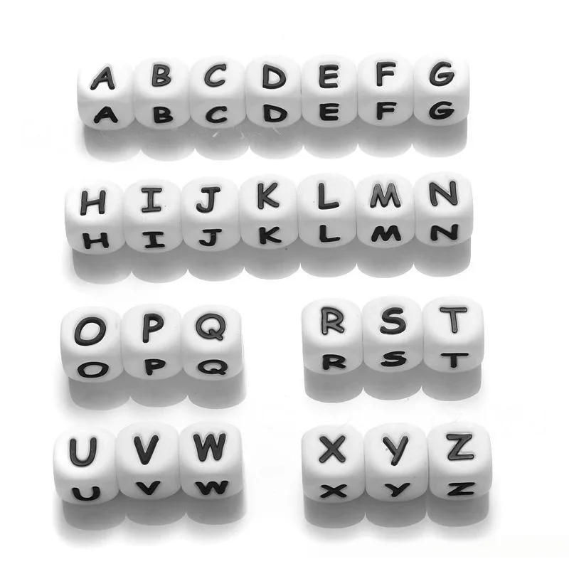 30PC 12mm English Letter Bead Dice DIY Necklace Accessories String Pen Beads Fastener&Jewelry Accessories Keychain Wholesale