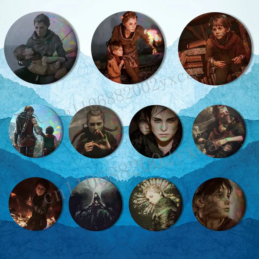 game A Plague Tale Requiem HD Print 58mm 44mm Round Lapel Pins Pretty Derby Round Display Brooches Brooch Badges