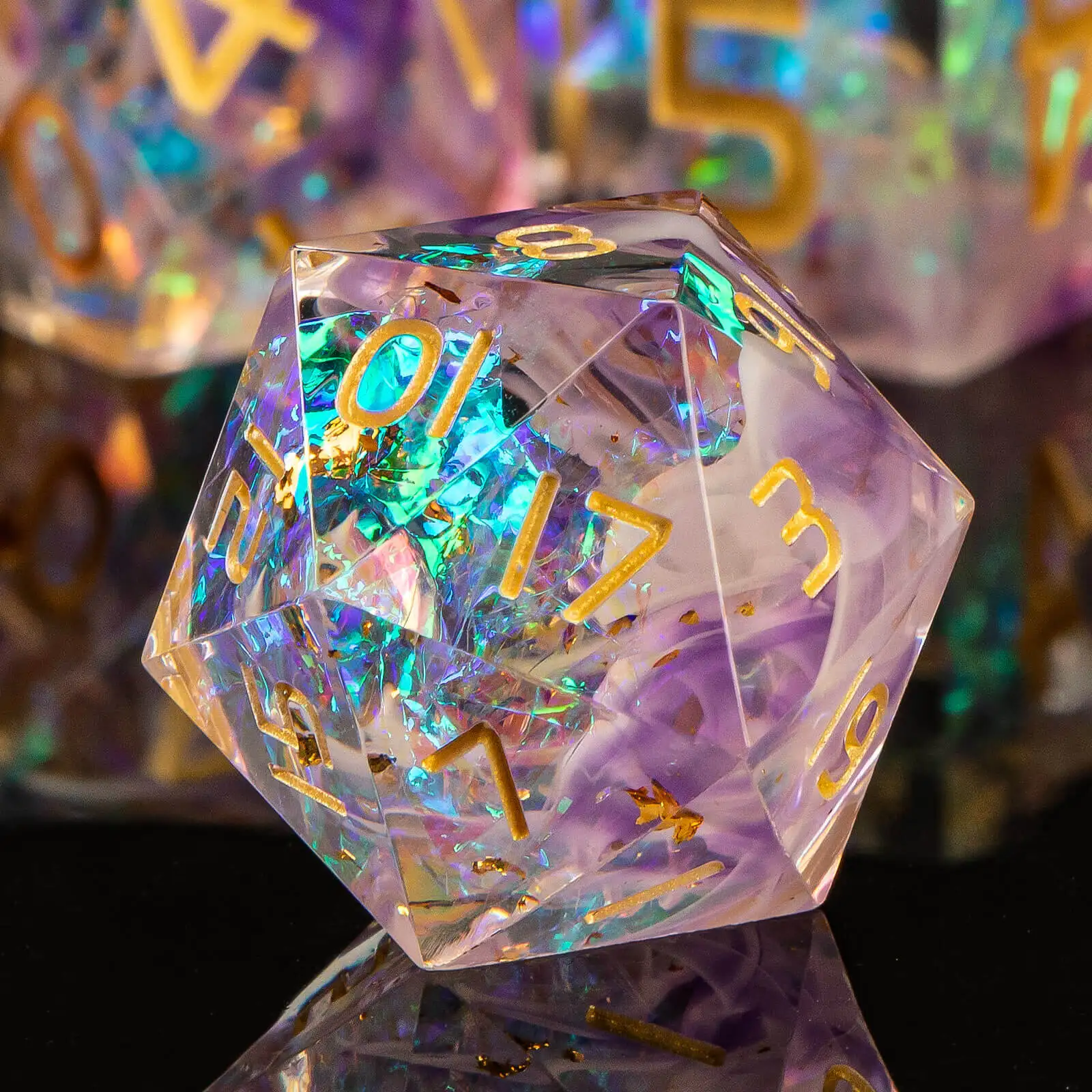 Resin Sharp Edged DND Dice, Handmade Dungeons and Dragons Dice Set D&D, RPG Polyhedral D and D Dice Set for Role Playing Game
