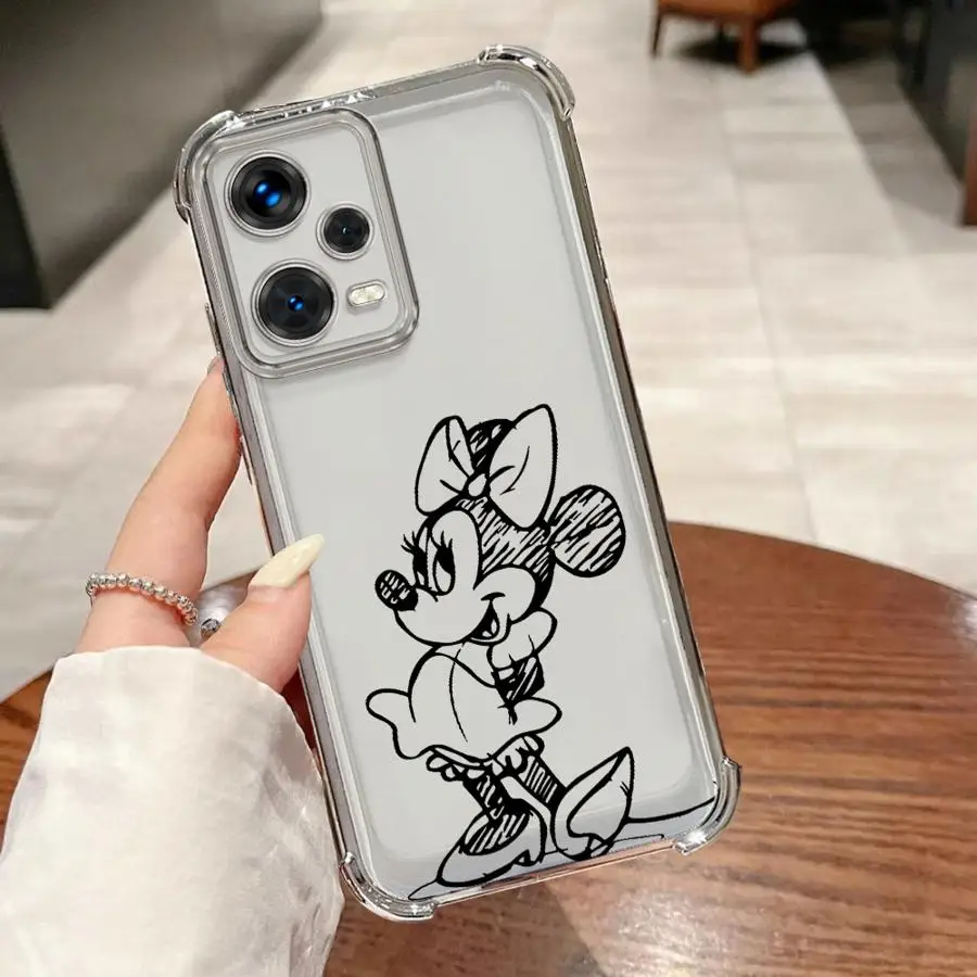 Capa para redmi note 10s 9s 10 lite 11 12 13 11s 14 pro plus capa de telefone macia disney minnie mickey