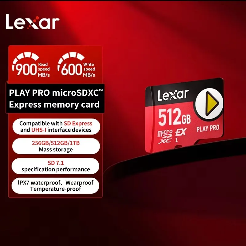 

Lexar PLAY PRO micro TF SDXC Express Card 256GB 1TB Max 900Mb/s V30 Micro SD Card U3 C10 Memory Card for Switch Tablet TF Card