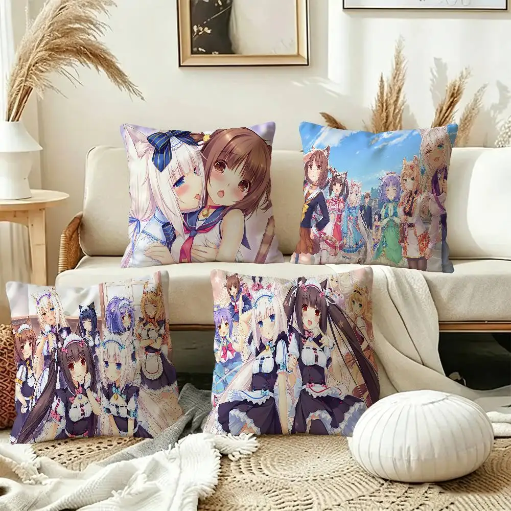 Cute N-Nekopara Anime kawaii Personalized Pillow Dust Cover Bedroom Kids Party Decoration Pillowcase Birthday Children Gift
