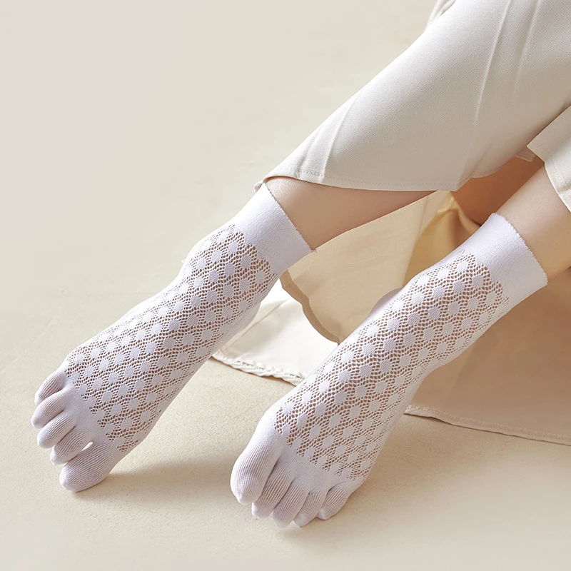 Summer Woman Girl Five Finger Socks Nylon Solid Breathable Soft Elastic Endurable Thin No Heel Silk Socks With Toes Hot Sell