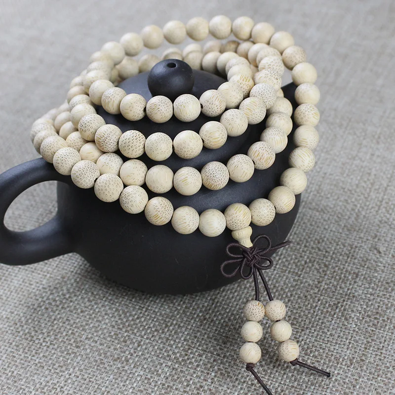 Golden Bracelet 108 8MM Buddhist Prayer Beads Unisex Hand Jewelry Bamboo Wood Craft