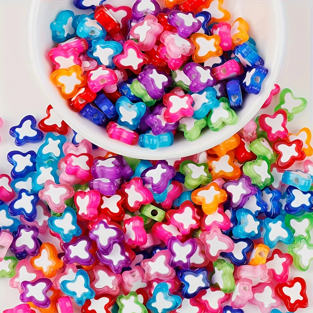 110pcs Two tone Drip Oil Little Peach Heart Plum Blossom Five pointed Star Butterfly, Very Beautiful DIY Production Supplies