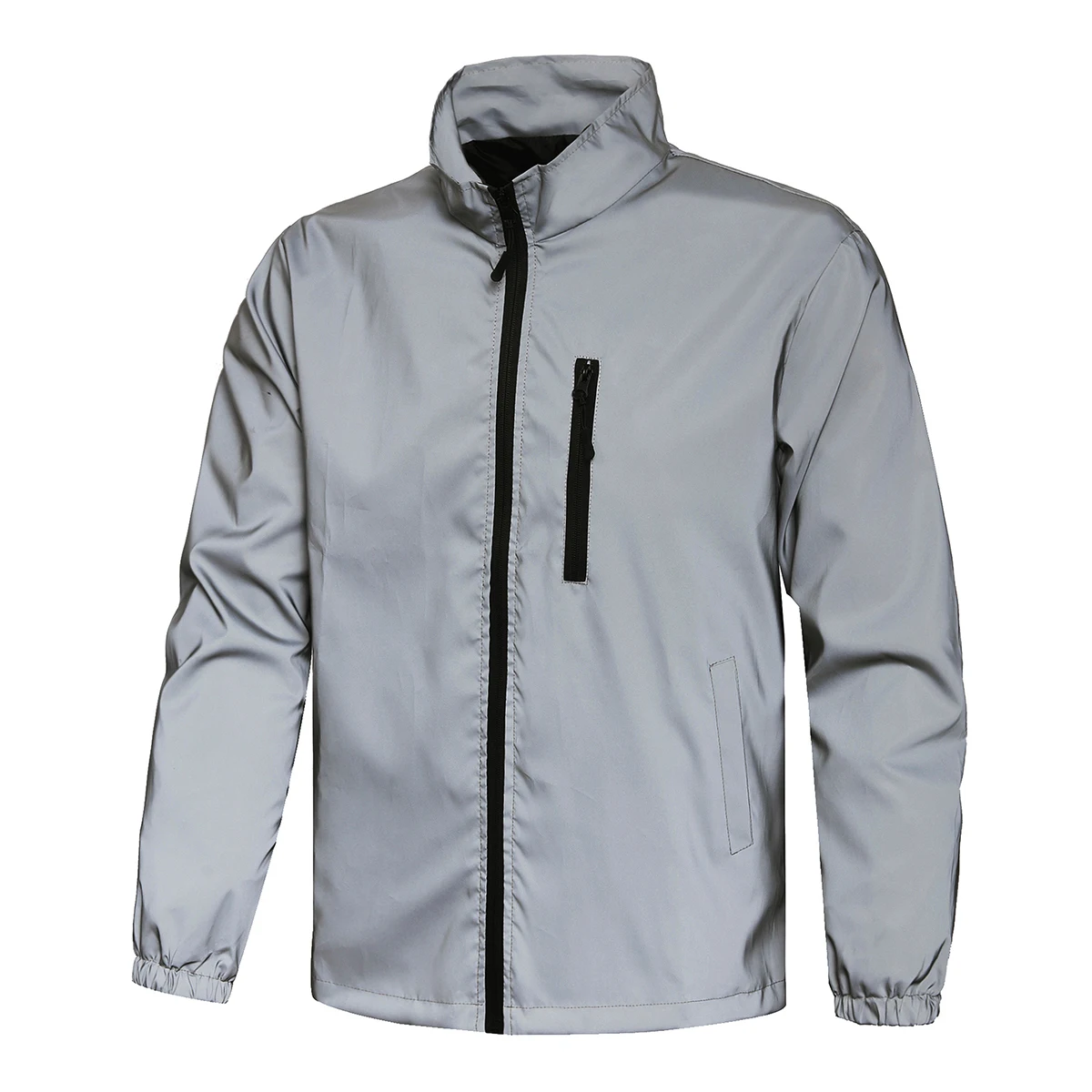 2026 Spring New Men's Reflective Jacket Outdoor Night Running Cycling Windproof Safety Bright Fashion Stand Collar Casual Coats