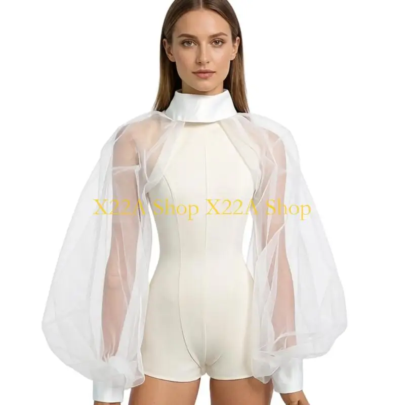 Unique Wedding Mesh Shawl With Architectural Bubble Sleeves Designed For Quick Outfit Changes At Receptions