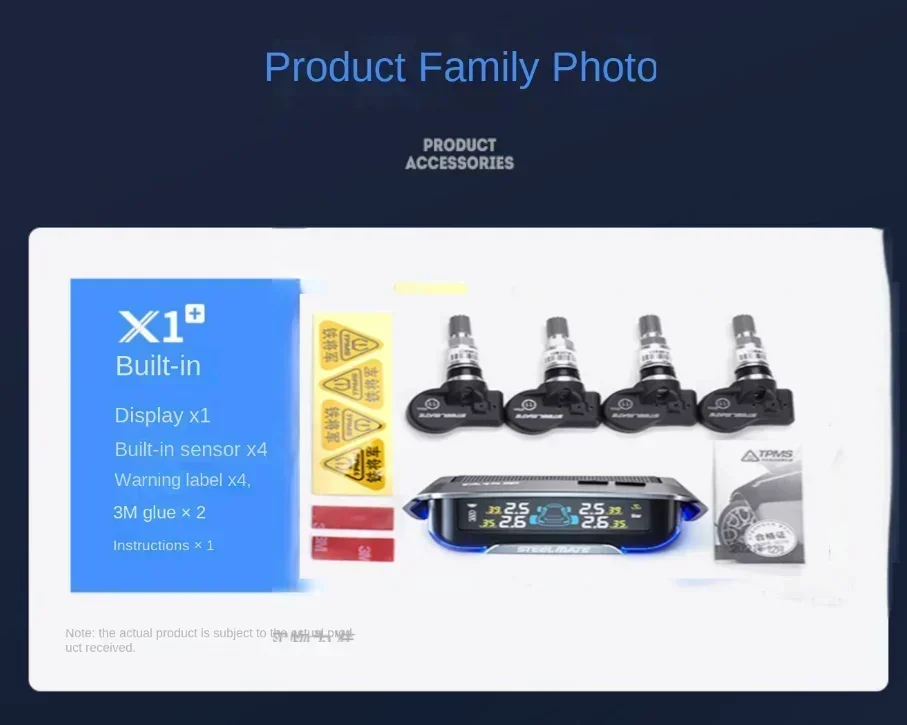 High Quality Steel Mate X1 Tire Pressure Monitor Built-in And External Plus Car Tire Sensor Solar High-Precision Tire Inspection