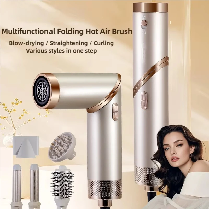5 in 1 Handle Foldable Hair Dryer Portable Multifunctional Home Hair Dryer Negative Ion Hair Care Curling Iron Personal Styling