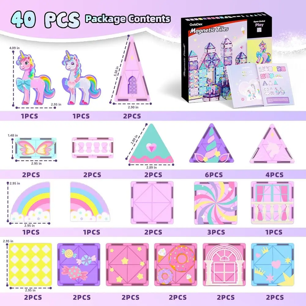 Unicorn Magnetic Building Blocks - STEM Educational Toys for Kids 3-8 Years, Ideal Princess Gift for Girls & Boys
