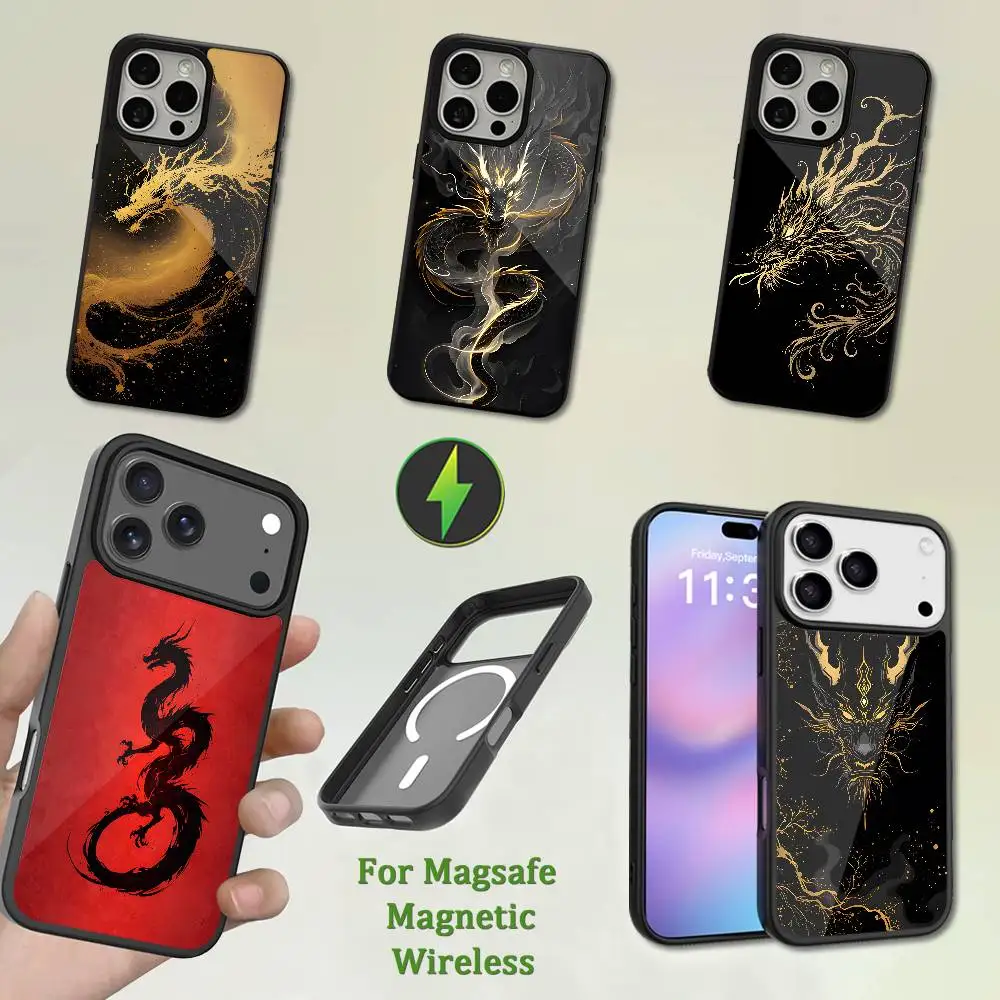 

Embossed Art Luxury Dragon Phone Case For iPhone 13,12,11,16,15,17,14,Pro,Max,Plus,Mini,Magsafe,Magnetic Wireless Charging