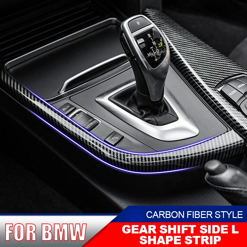 For BMW F30 F31 GT F34 2012 2013 2014 2015 2016 2017 2018 2019 LHD Car Carbon Fiber Style Gear Shift Side L Shape Strip Trim image 6