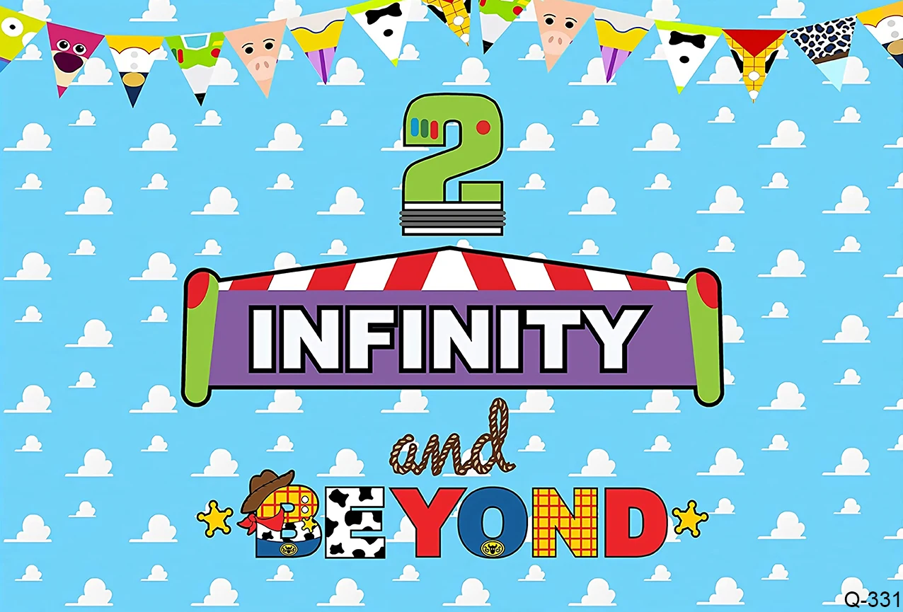 Two Infinity and Beyond Backdrop Decoration Photo Background for Boys Girls Toy Sky Cloud Kids Story 2nd Birthday Party Supplies