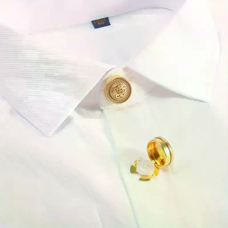 2Pcs Metal Cufflinks Fashion Clothing Decoration Buttons Retro Shirt Button Cover Suit Accessories Christmas Holiday Gifts