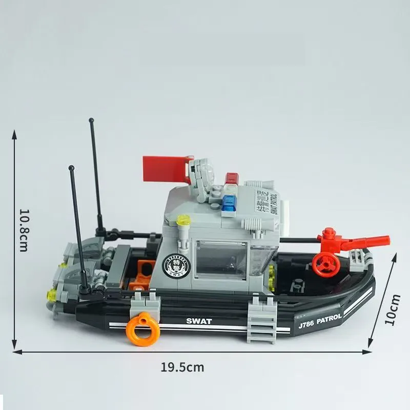Neue Militär SWAT Patrol Boot Bausteine Set Maritime Polizei Schiff Modell Kit Pädagogisches Spielzeug Für Kinder Jungen