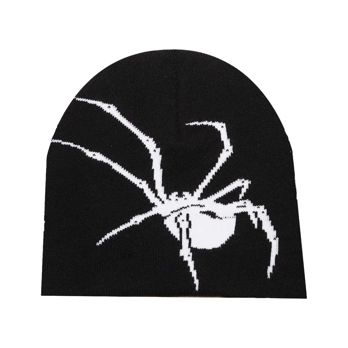 Y2K Gothic Spider Knitted Beanies Black White Skullcap Warm Stretchy Winter Skull Hat for Men Women Streetwear Halloween Caps