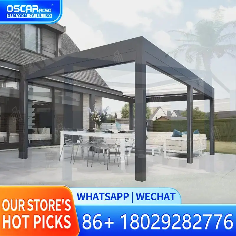 Photovoltaic Pergola With Solar Electrical Opening Louvre Roof For Backyard Patio Garden pergolas