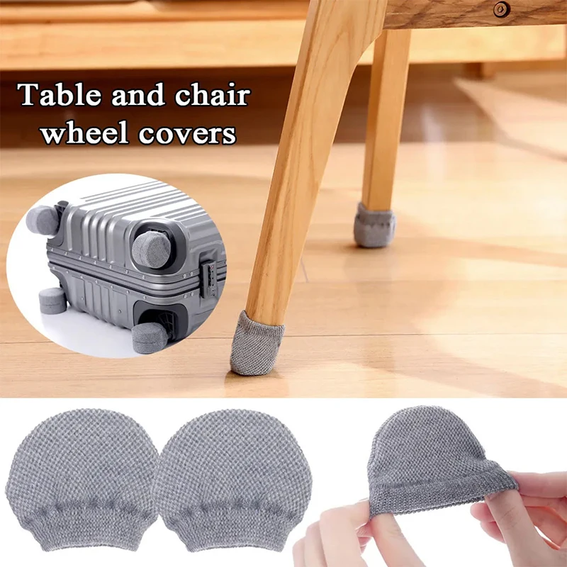 4pcs/set Knitted Luggage Wheel Cover Universal Multifunction Table Chair Leg Protector Solid Color Suitcase Roller Dustproof Cap