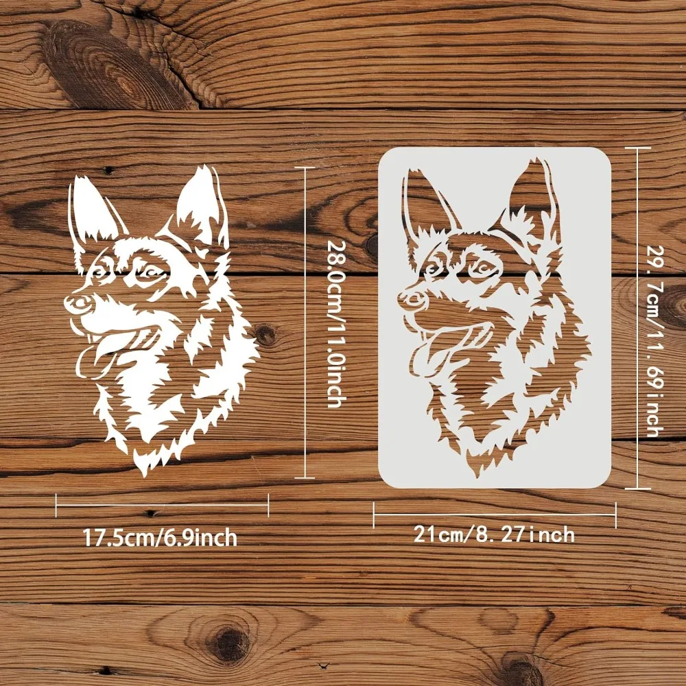 Dog Stencil 11.7x8.3 inch Plastic Shepherd Dog Painting Stencil Dog Head Pattern Stencils Reusable Pet Friend Stencils for Paint