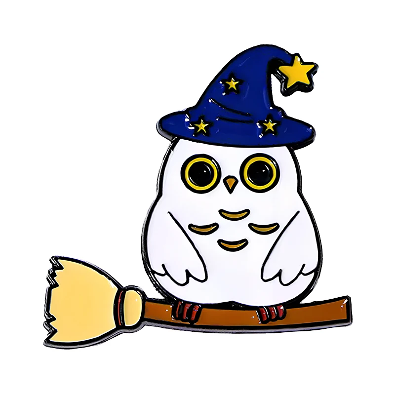 Cartoon Skeleton Pumpkin Pins 4-design Enamel Riding Broom Bird Halloween Brooch Pin For Clothes Backpack Lapel Badge Metal Pins