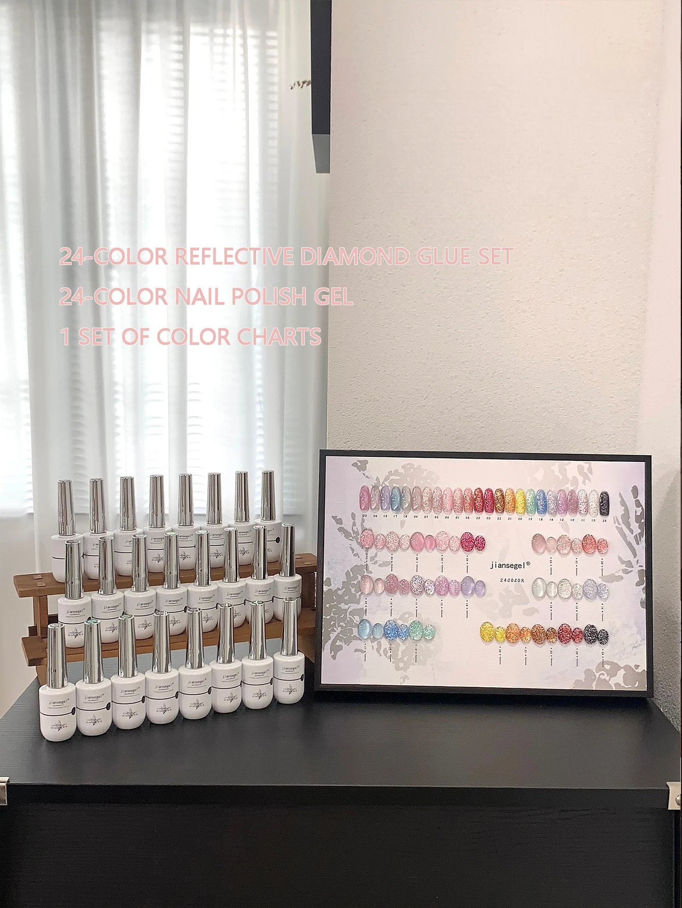 

24-цветная цветная лента для лака для ногтей с бриллиантами, цветная карта, УФ-гель, подходит для подарков на Хэллоуин и Рождество