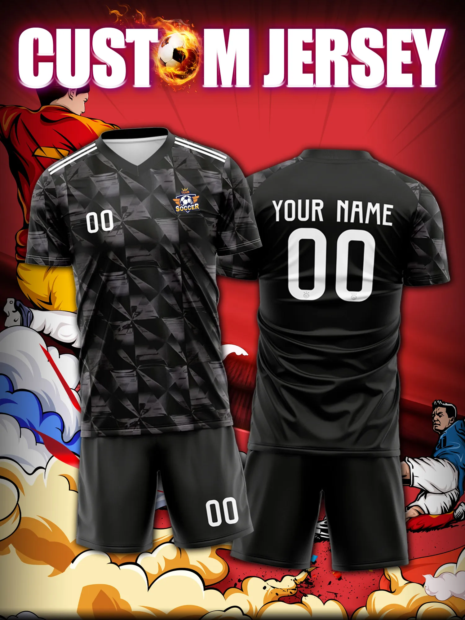 2026 Men's and Women's Customized Name and Number Sports V-Neck Jerseys, Quick-Drying, Fashionable, Sublimation Technology