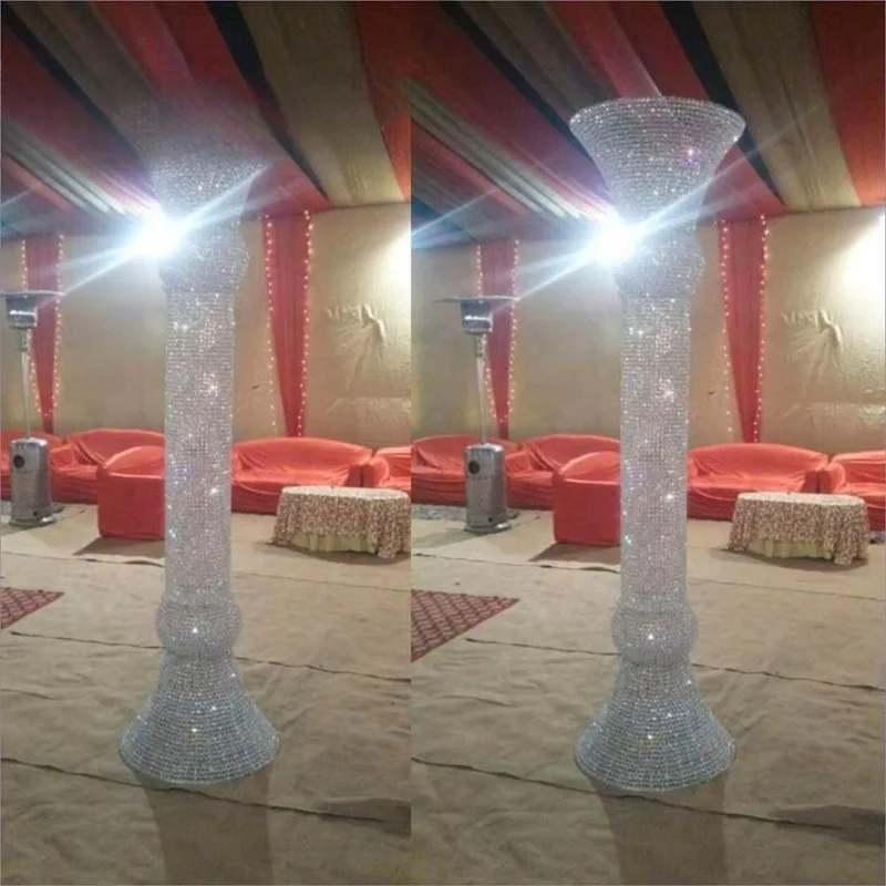 Luxury wedding event decoration tall crystal columns